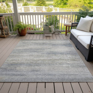 HomeRoots 5' Contemporary Linen and Beige Abstract Washable Area Rug for Indoor and Outdoor Spaces 5' X 8' 631114