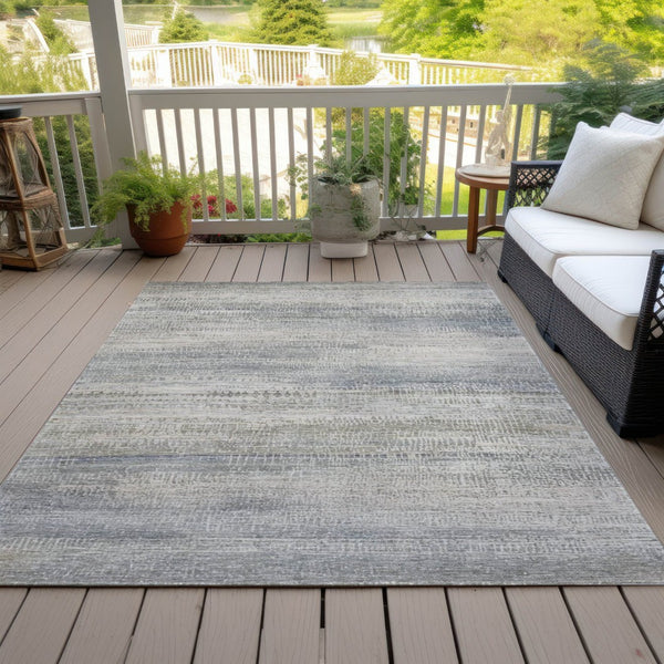 HomeRoots 5' Contemporary Linen and Beige Abstract Washable Area Rug for Indoor and Outdoor Spaces 5' X 8' 631114