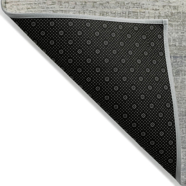 HomeRoots 5' Contemporary Linen and Beige Abstract Washable Area Rug for Indoor and Outdoor Spaces 8' Round 631115