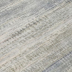 HomeRoots 5' Contemporary Linen and Beige Abstract Washable Area Rug for Indoor and Outdoor Spaces 8' Round 631115