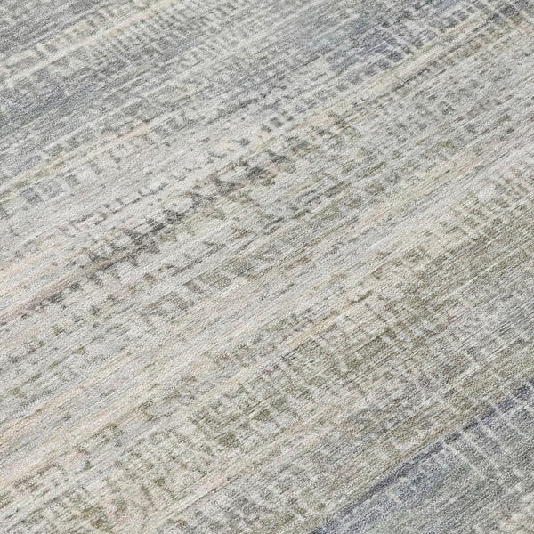 HomeRoots 5' Contemporary Linen and Beige Abstract Washable Area Rug for Indoor and Outdoor Spaces 8' Round 631115