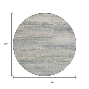 HomeRoots 5' Contemporary Linen and Beige Abstract Washable Area Rug for Indoor and Outdoor Spaces 8' Round 631115