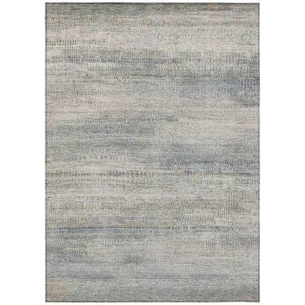 HomeRoots 5' Contemporary Linen and Beige Abstract Washable Area Rug for Indoor and Outdoor Spaces 9' X 12' 631117