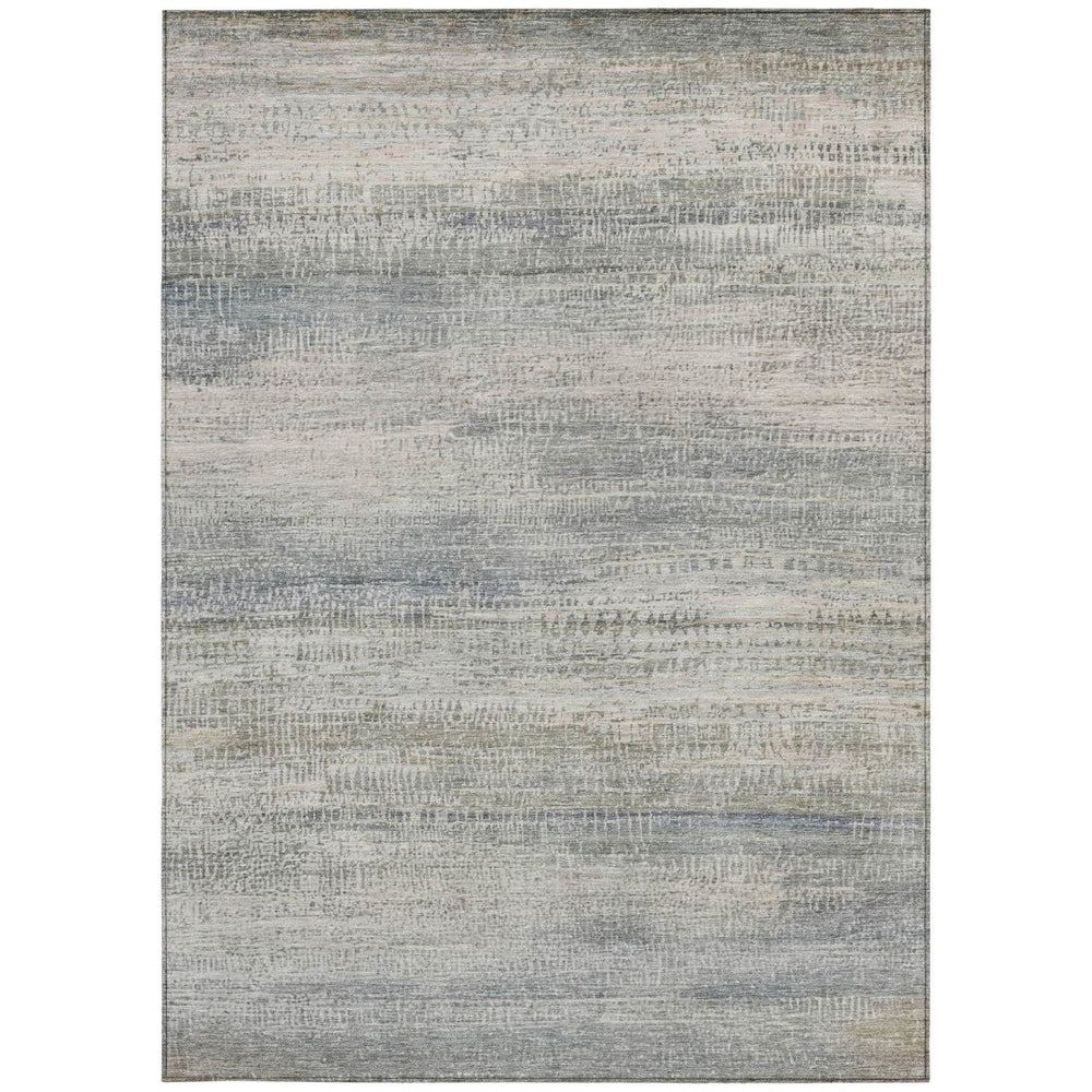 HomeRoots 5' Contemporary Linen and Beige Abstract Washable Area Rug for Indoor and Outdoor Spaces 10' X 14' 631118