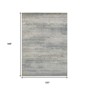 HomeRoots 5' Contemporary Linen and Beige Abstract Washable Area Rug for Indoor and Outdoor Spaces 10' X 14' 631118