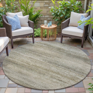 HomeRoots 5' Durable Taupe and Beige Abstract Area Rug for Indoor and Outdoor Use – Easy Care and Stylish Design 8' Round 631121