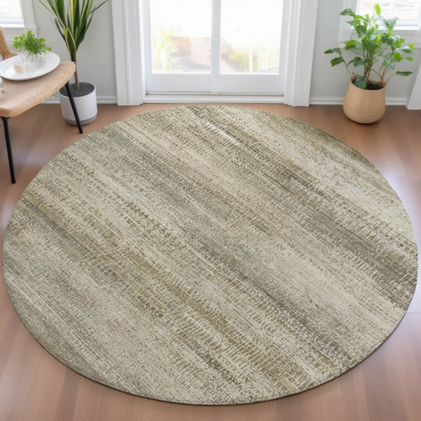 HomeRoots 5' Durable Taupe and Beige Abstract Area Rug for Indoor and Outdoor Use – Easy Care and Stylish Design 8' Round 631121
