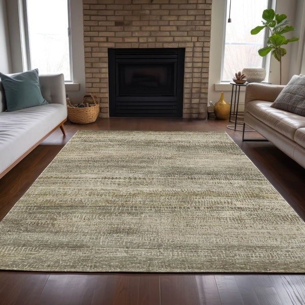 HomeRoots 5' Durable Taupe and Beige Abstract Area Rug for Indoor and Outdoor Use – Easy Care and Stylish Design 9' X 12' 631123