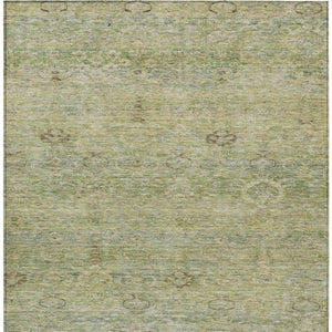 HomeRoots 5' Timeless Green and Gold Oriental Washable Area Rug for Indoor and Outdoor Elegance and Durability 5' X 8' 631126