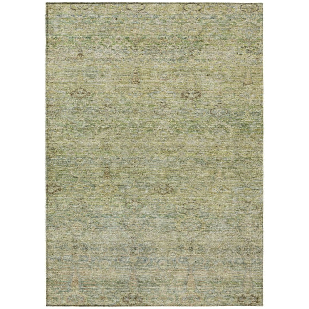 HomeRoots 5' Timeless Green and Gold Oriental Washable Area Rug for Indoor and Outdoor Elegance and Durability 5' X 8' 631126