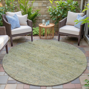 HomeRoots 5' Timeless Green and Gold Oriental Washable Area Rug for Indoor and Outdoor Elegance and Durability 8' Round 631127