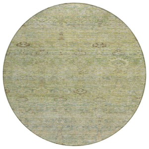 HomeRoots 5' Timeless Green and Gold Oriental Washable Area Rug for Indoor and Outdoor Elegance and Durability 8' Round 631127