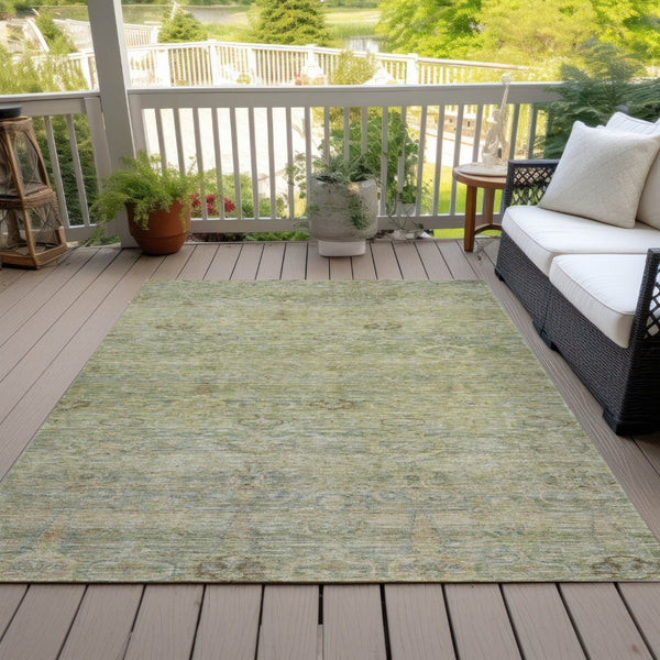 HomeRoots 5' Timeless Green and Gold Oriental Washable Area Rug for Indoor and Outdoor Elegance and Durability 8' X 10' 631128