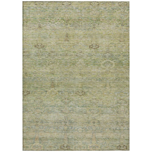 HomeRoots 5' Timeless Green and Gold Oriental Washable Area Rug for Indoor and Outdoor Elegance and Durability 10' X 14' 631130