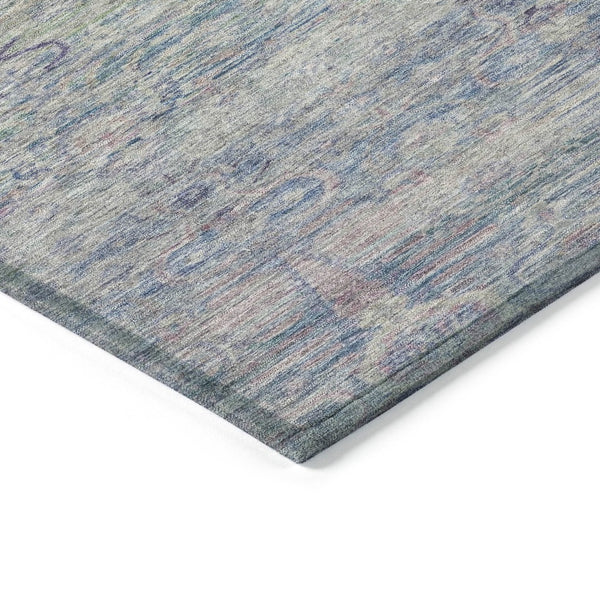 HomeRoots 5' Timeless Plum and Silver Oriental Area Rug - Durable, Washable Design for Indoor & Outdoor Use 8' Round 631133