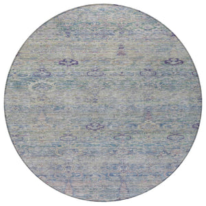HomeRoots 5' Timeless Plum and Silver Oriental Area Rug - Durable, Washable Design for Indoor & Outdoor Use 8' Round 631133