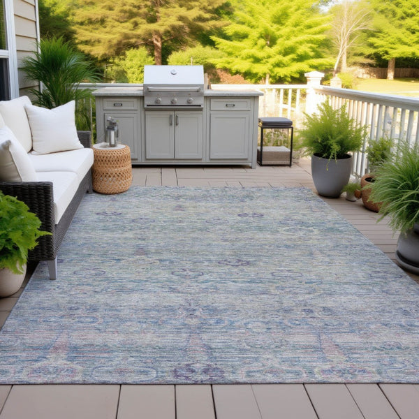 HomeRoots 5' Timeless Plum and Silver Oriental Area Rug - Durable, Washable Design for Indoor & Outdoor Use 8' X 10' 631134