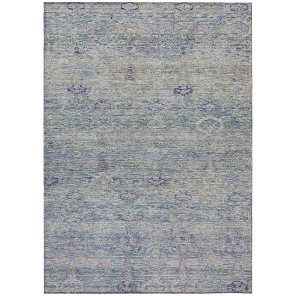 HomeRoots 5' Timeless Plum and Silver Oriental Area Rug - Durable, Washable Design for Indoor & Outdoor Use 8' X 10' 631134
