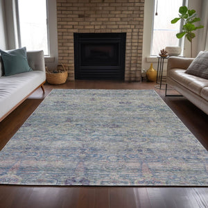 HomeRoots 5' Timeless Plum and Silver Oriental Area Rug - Durable, Washable Design for Indoor & Outdoor Use 8' X 10' 631134