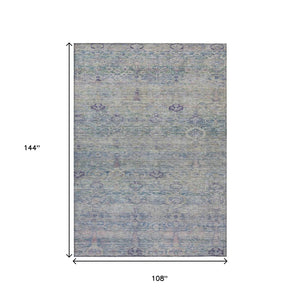 HomeRoots 5' Timeless Plum and Silver Oriental Area Rug - Durable, Washable Design for Indoor & Outdoor Use 9' X 12' 631135