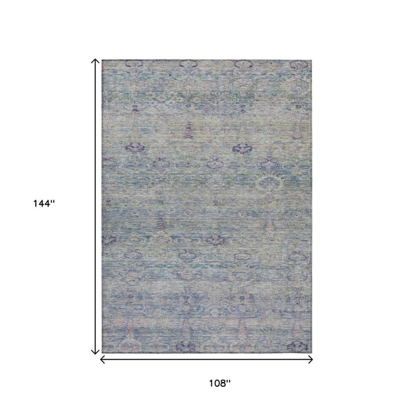 HomeRoots 5' Timeless Plum and Silver Oriental Area Rug - Durable, Washable Design for Indoor & Outdoor Use 9' X 12' 631135