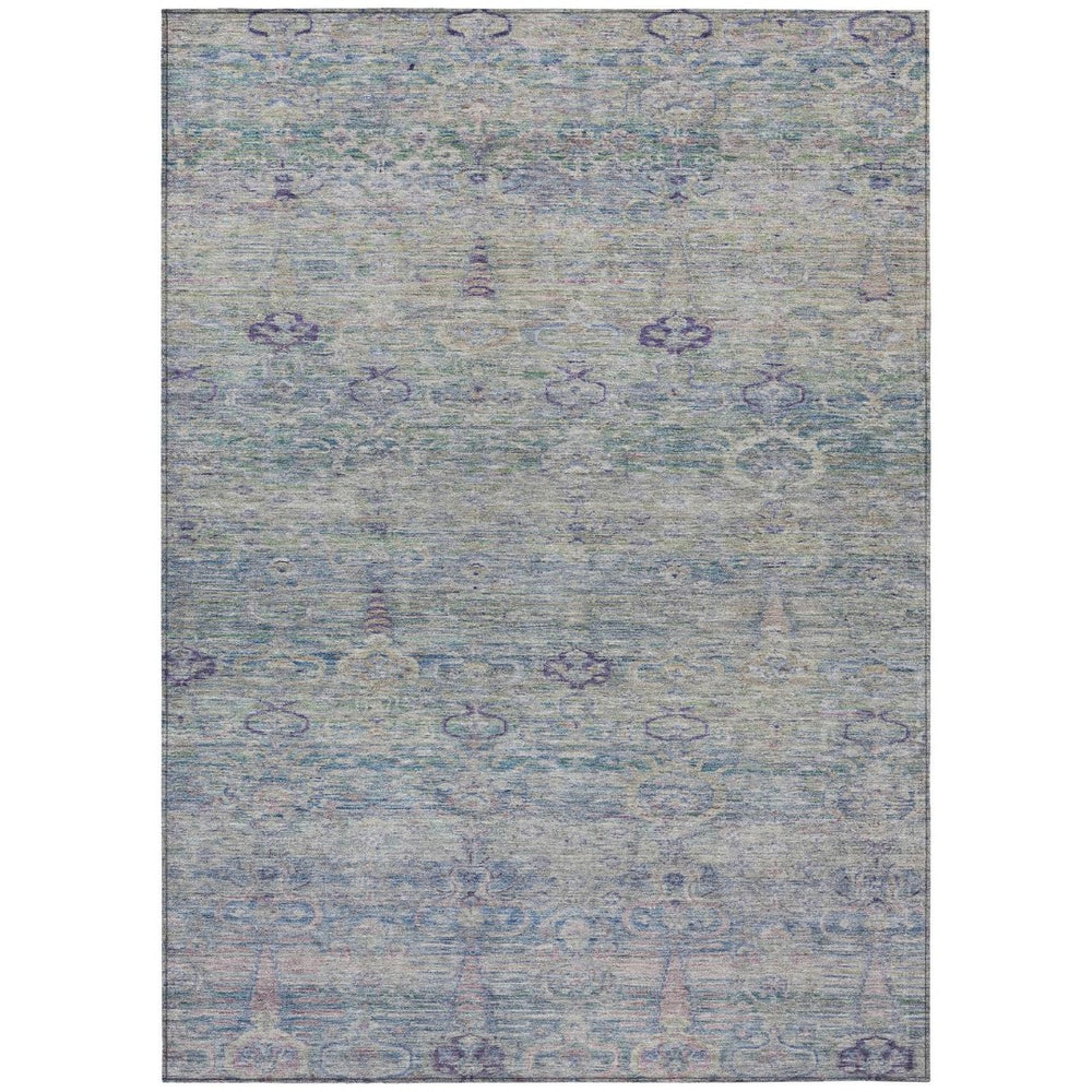 HomeRoots 5' Timeless Plum and Silver Oriental Area Rug - Durable, Washable Design for Indoor & Outdoor Use 9' X 12' 631135