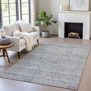 HomeRoots 5' Timeless Plum and Silver Oriental Area Rug - Durable, Washable Design for Indoor & Outdoor Use 9' X 12' 631135