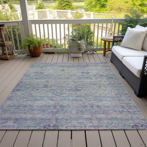 HomeRoots 5' Timeless Plum and Silver Oriental Area Rug - Durable, Washable Design for Indoor & Outdoor Use 9' X 12' 631135