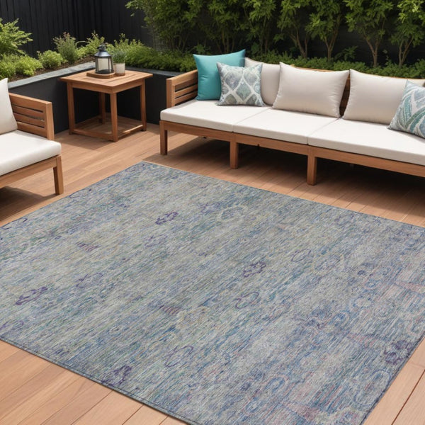 HomeRoots 5' Timeless Plum and Silver Oriental Area Rug - Durable, Washable Design for Indoor & Outdoor Use 10' X 14' 631136