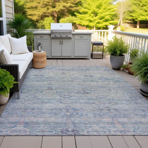 HomeRoots 5' Timeless Plum and Silver Oriental Area Rug - Durable, Washable Design for Indoor & Outdoor Use 10' X 14' 631136