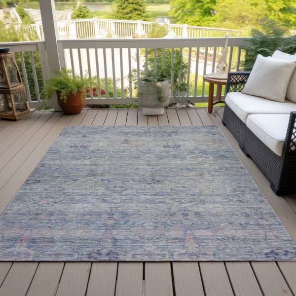 HomeRoots 5' Timeless Plum and Silver Oriental Area Rug - Durable, Washable Design for Indoor & Outdoor Use 10' X 14' 631136