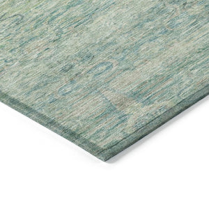HomeRoots 5' Stylish Teal Blue and Linen Oriental Area Rug - Washable, Durable for Indoor/Outdoor Use 8' Round 631139