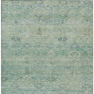 HomeRoots 5' Stylish Teal Blue and Linen Oriental Area Rug - Washable, Durable for Indoor/Outdoor Use 10' X 14' 631142
