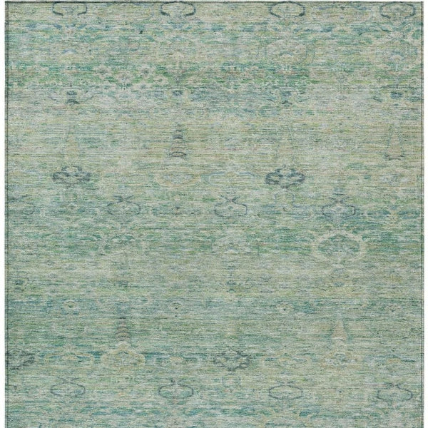 HomeRoots 5' Stylish Teal Blue and Linen Oriental Area Rug - Washable, Durable for Indoor/Outdoor Use 10' X 14' 631142
