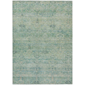 HomeRoots 5' Stylish Teal Blue and Linen Oriental Area Rug - Washable, Durable for Indoor/Outdoor Use 10' X 14' 631142
