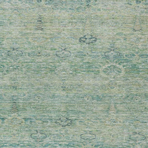HomeRoots 5' Stylish Teal Blue and Linen Oriental Area Rug - Washable, Durable for Indoor/Outdoor Use 10' X 14' 631142