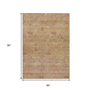 HomeRoots 5' Coral and Copper Oriental Washable Area Rug – Durable, Stylish & Easy-Care for Indoor/Outdoor Use 5' X 8' 631144