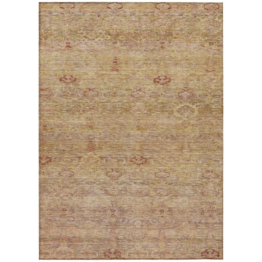 HomeRoots 5' Coral and Copper Oriental Washable Area Rug – Durable, Stylish & Easy-Care for Indoor/Outdoor Use 5' X 8' 631144