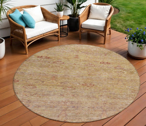 HomeRoots 5' Coral and Copper Oriental Washable Area Rug – Durable, Stylish & Easy-Care for Indoor/Outdoor Use 8' Round 631145