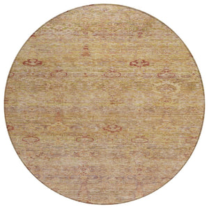 HomeRoots 5' Coral and Copper Oriental Washable Area Rug – Durable, Stylish & Easy-Care for Indoor/Outdoor Use 8' Round 631145