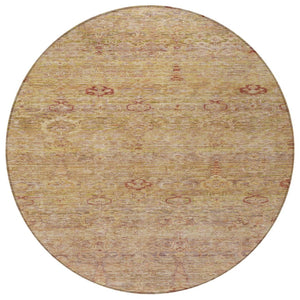 HomeRoots 5' Coral and Copper Oriental Washable Area Rug – Durable, Stylish & Easy-Care for Indoor/Outdoor Use 8' Round 631145