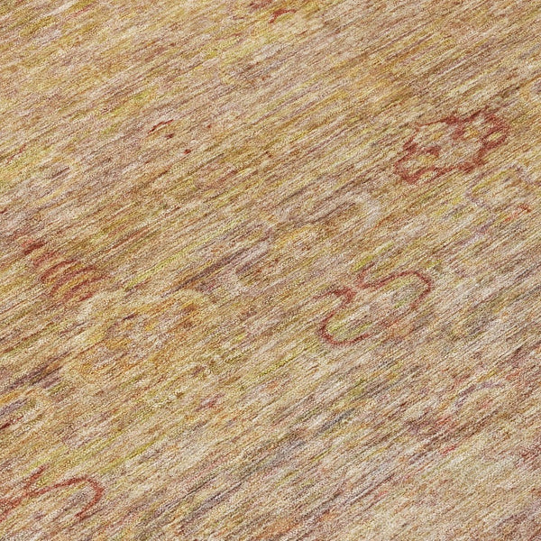 HomeRoots 5' Coral and Copper Oriental Washable Area Rug – Durable, Stylish & Easy-Care for Indoor/Outdoor Use 8' Round 631145