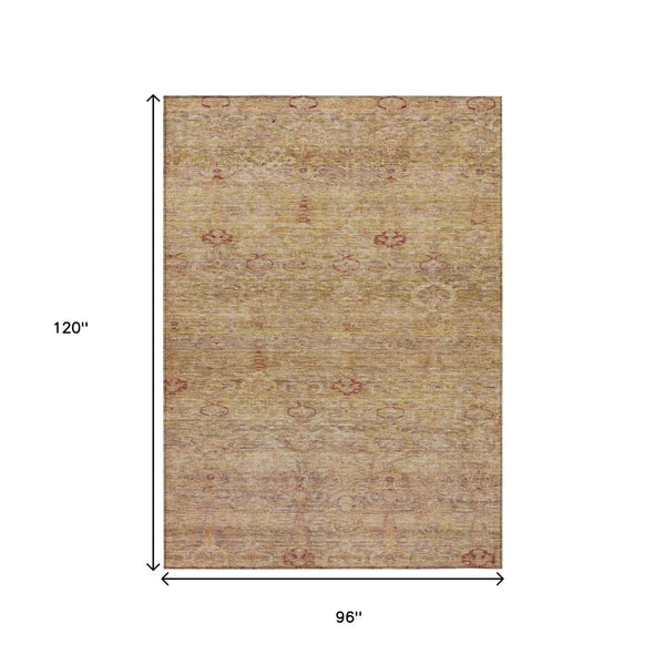 HomeRoots 5' Coral and Copper Oriental Washable Area Rug – Durable, Stylish & Easy-Care for Indoor/Outdoor Use 8' X 10' 631146