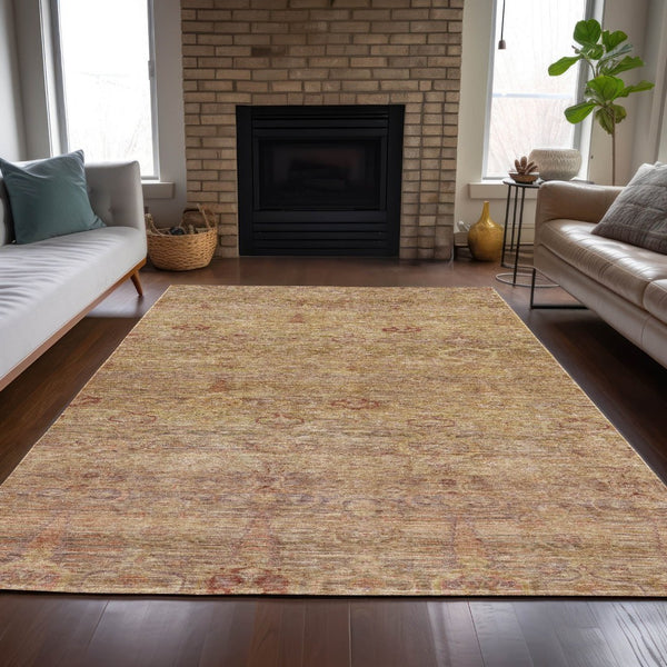 HomeRoots 5' Coral and Copper Oriental Washable Area Rug – Durable, Stylish & Easy-Care for Indoor/Outdoor Use 8' X 10' 631146
