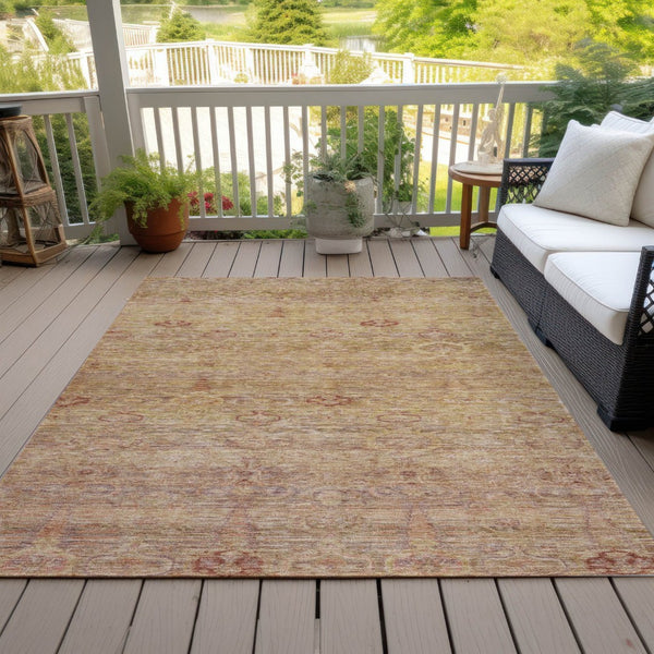 HomeRoots 5' Coral and Copper Oriental Washable Area Rug – Durable, Stylish & Easy-Care for Indoor/Outdoor Use 8' X 10' 631146