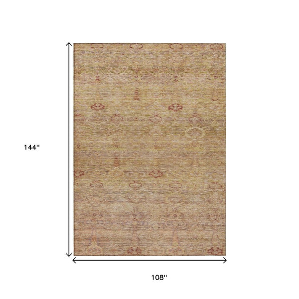 HomeRoots 5' Coral and Copper Oriental Washable Area Rug – Durable, Stylish & Easy-Care for Indoor/Outdoor Use 9' X 12' 631147