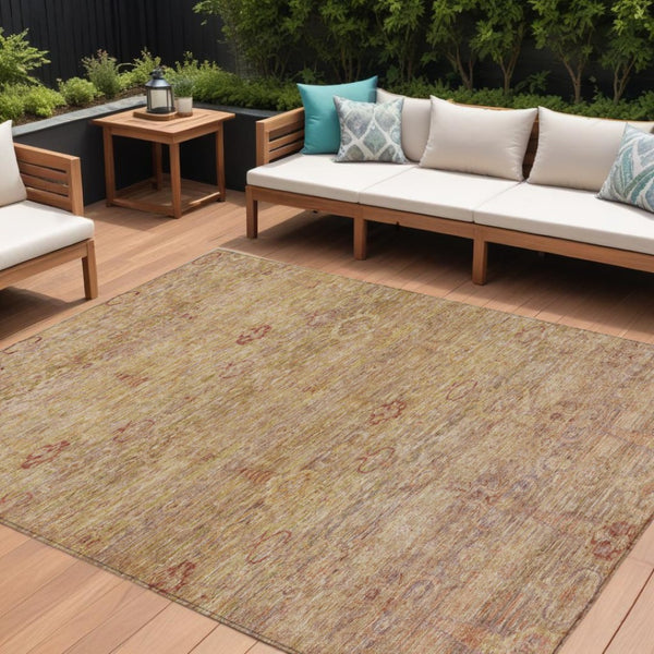 HomeRoots 5' Coral and Copper Oriental Washable Area Rug – Durable, Stylish & Easy-Care for Indoor/Outdoor Use 9' X 12' 631147