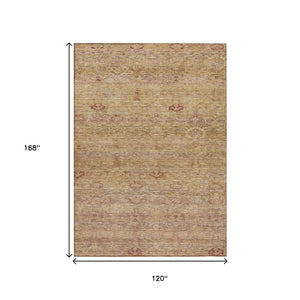 HomeRoots 5' Coral and Copper Oriental Washable Area Rug – Durable, Stylish & Easy-Care for Indoor/Outdoor Use 10' X 14' 631148