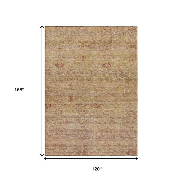 HomeRoots 5' Coral and Copper Oriental Washable Area Rug – Durable, Stylish & Easy-Care for Indoor/Outdoor Use 10' X 14' 631148