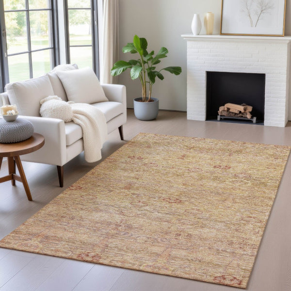 HomeRoots 5' Coral and Copper Oriental Washable Area Rug – Durable, Stylish & Easy-Care for Indoor/Outdoor Use 10' X 14' 631148